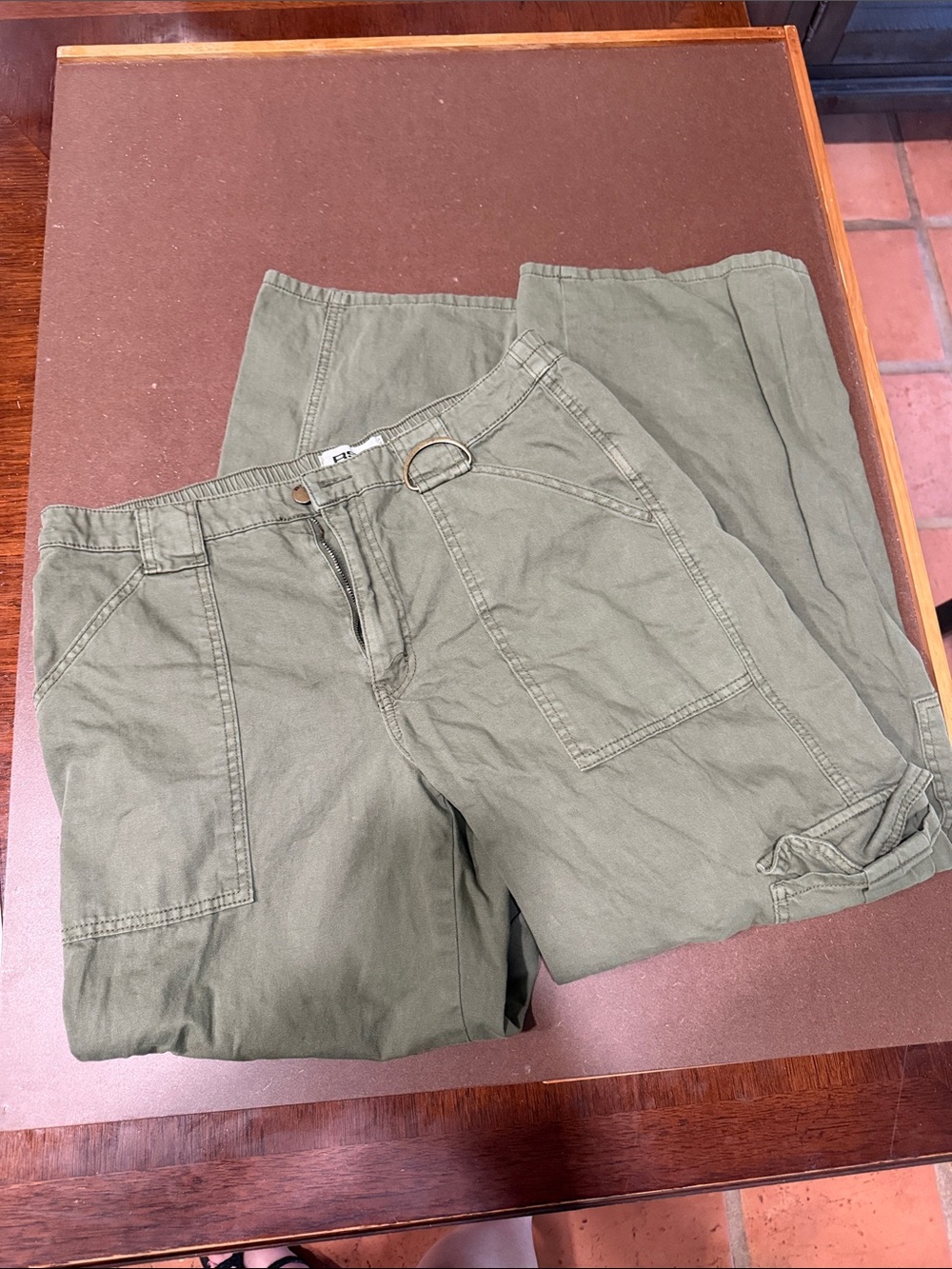 RSQ Olive Green Cargo Pants with D-Ring Detail